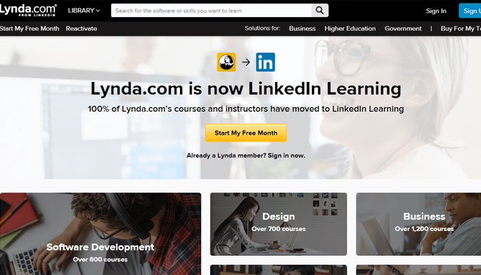 Trang web Lynda.com