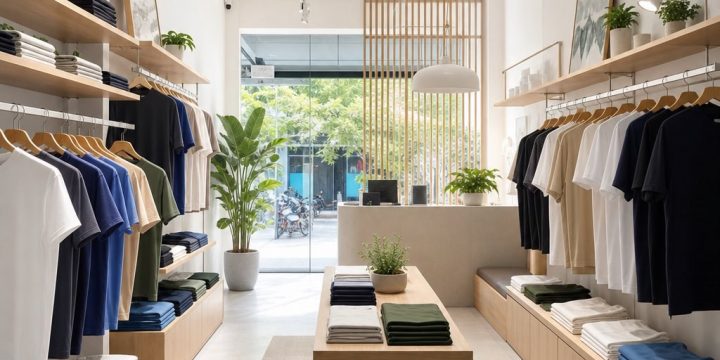 Thiết kế shop nhỏ cho áo thun nam local brand Việt Nam: Tối ưu không gian và trải nghiệm mua sắm