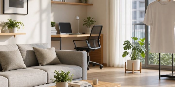 Căn hộ nam giới hiện đại: phối màu nội thất hài hòa với áo phông nam tối giản