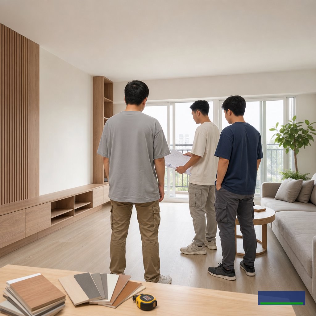 Áo thun boxy nam form rộng trong dress code cho đội thiết kế nội thất khi đi công trình