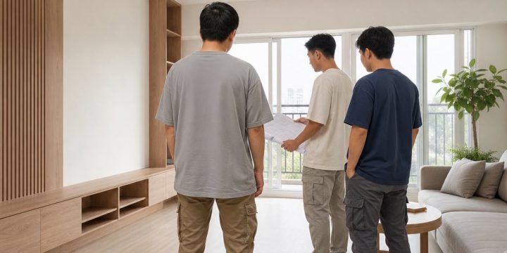 Áo thun boxy nam form rộng trong dress code cho đội thiết kế nội thất khi đi công trình